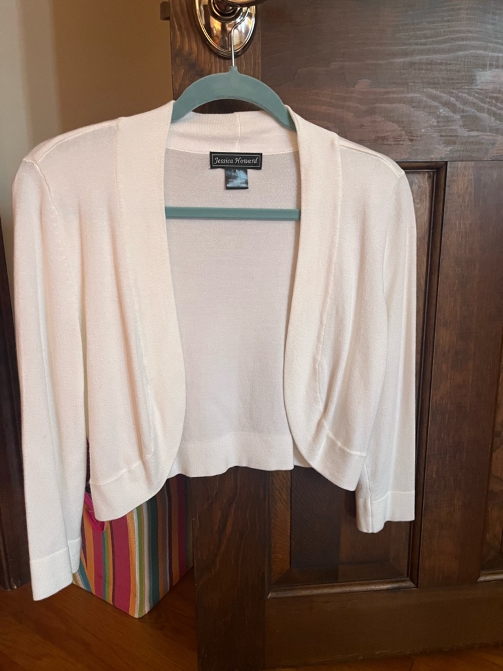 Jessica Howard White Open-Front Cropped Cardigan